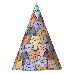 Gorro De Fiesta Patrón de Multitud de Gatos Lindos y Coloridos Car