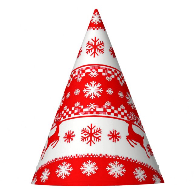 Gorro De Fiesta Patrón de navidades con renos y copos de nieve (Anverso)