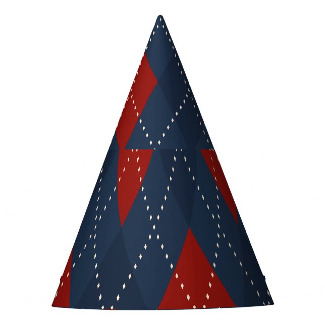 Gorro De Fiesta Patrón de Navidades Royal Blue Argyle (Anverso)