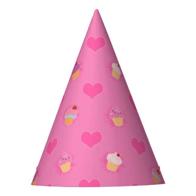 Gorro De Fiesta Patrón de pastel rosa (Anverso)