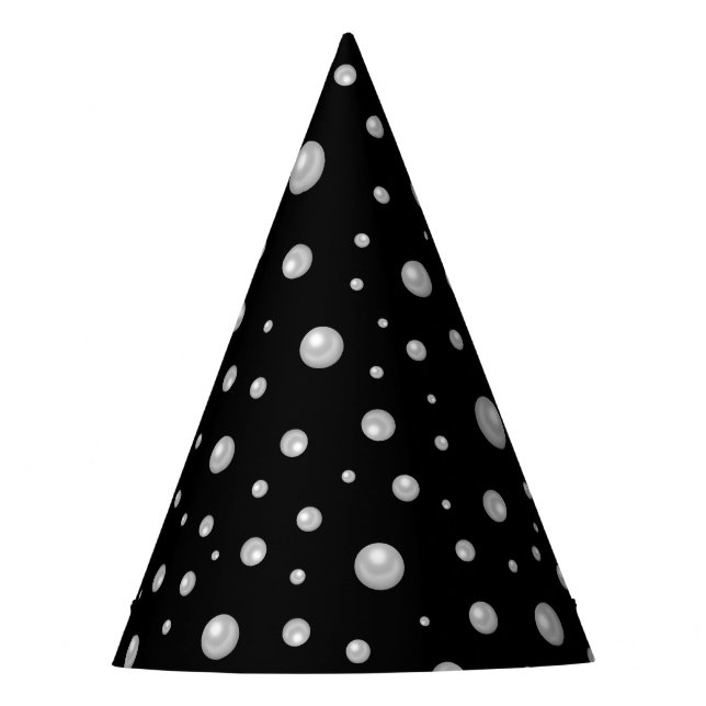 Gorro De Fiesta Patrón de perla en fondo negro (Anverso)