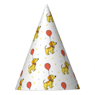 Gorro De Fiesta Patrón de Perros Felices con Globos