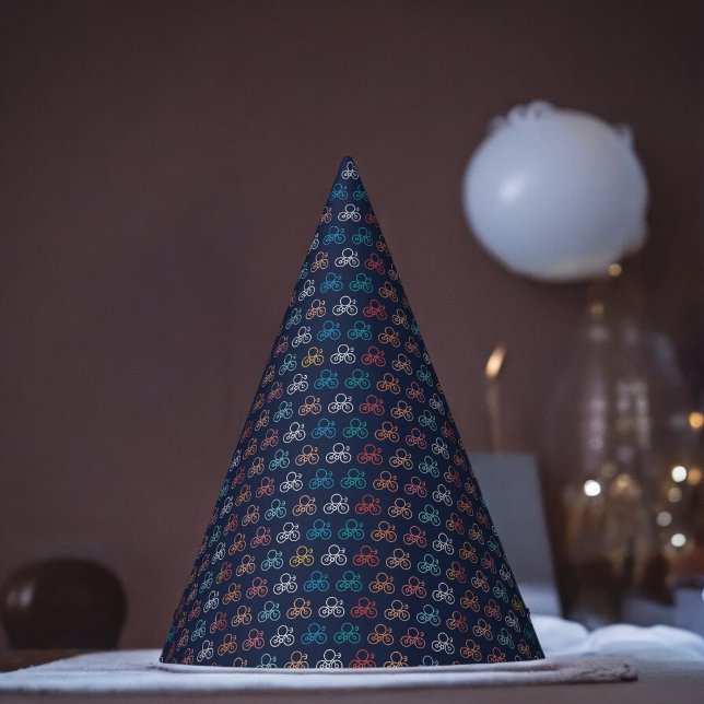 Gorro De Fiesta Patrón de Personalizado de bicicletas (Bicycle cartoon Paper party hat, Kids,adults,party birthday hat,Baby Shower,wedding,celebration hat)