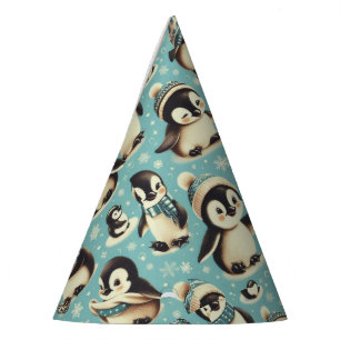 Gorro De Fiesta Patrón de pingüino de corte vintage