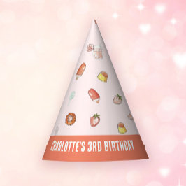 Gorro De Fiesta Patrón de postres dulces rosados Niños Cumpleaños