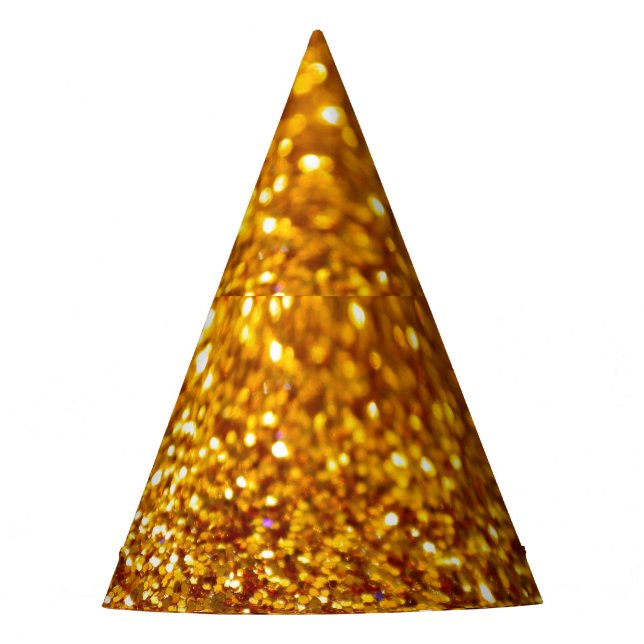 Gorro De Fiesta Patrón de Purpurina dorado brillante (Anverso)
