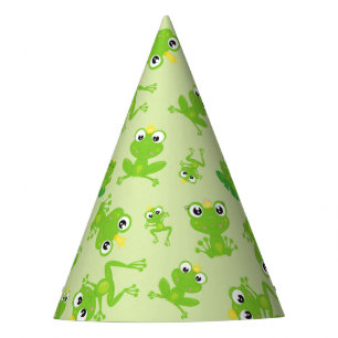 Gorro De Fiesta Patrón de rana, ranas cortas, ranas verdes, prínci