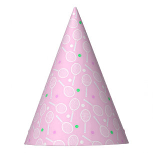 Gorro De Fiesta Patrón de raqueta de tenis Pink