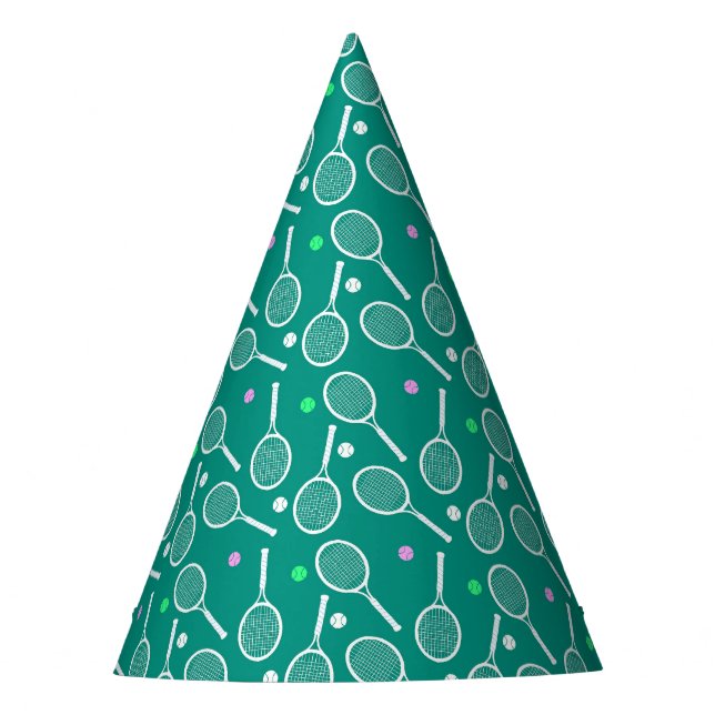 Gorro De Fiesta Patrón de raqueta de tenis Verde (Anverso)