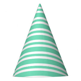 Gorro De Fiesta Patrón de rayas blancas y aguamarina