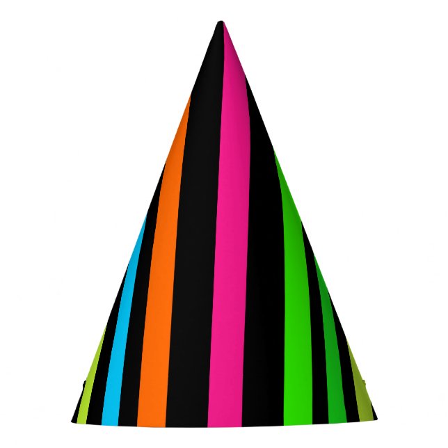 Gorro De Fiesta Patrón de rayas neón (Anverso)