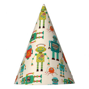 Gorro De Fiesta Patrón de robots retro coloridos