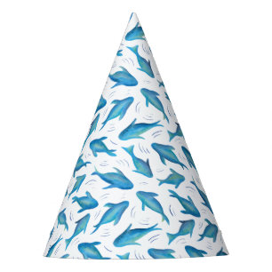 Gorro De Fiesta Patrón de tiburón de peces azules