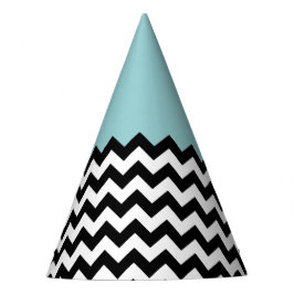 Gorro De Fiesta Patrón de zigzag negro y blanco, chevron, azul