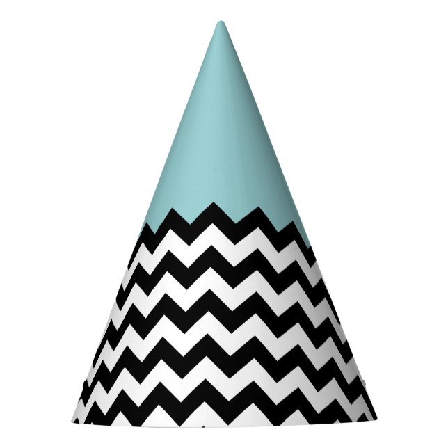Gorro De Fiesta Patrón de zigzag negro y blanco, chevron, azul (Anverso)