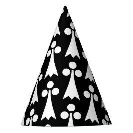 Gorro De Fiesta Patrón Ermine, patrón medieval, blanco sobre negro