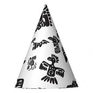 Gorro De Fiesta Patrón étnico blanco-negro maya