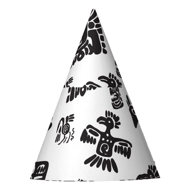 Gorro De Fiesta Patrón étnico blanco-negro maya (Anverso)