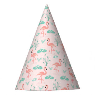 Gorro De Fiesta Patrón Flamingo Vintage y Lirio de Agua