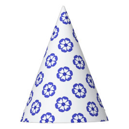 Gorro De Fiesta Patrón floral redondo azul