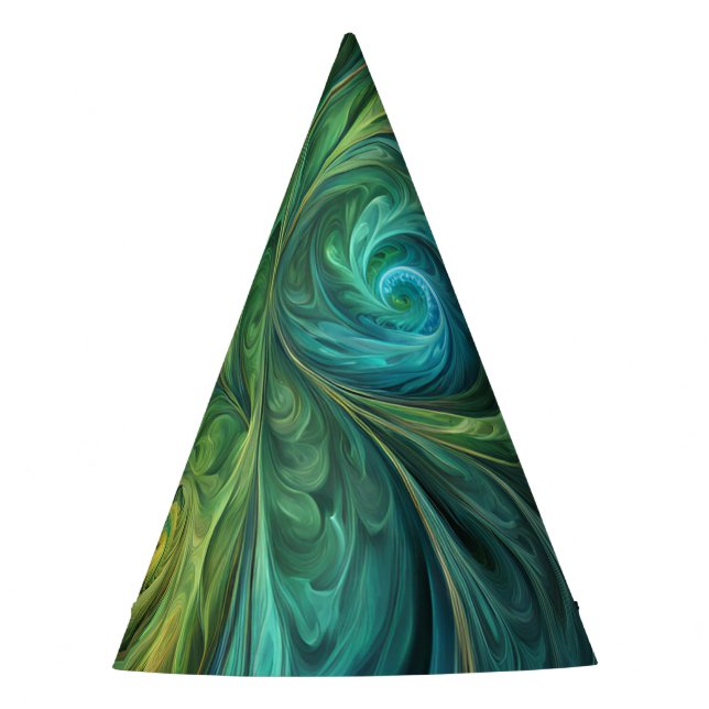Gorro De Fiesta Patrón fractal AI verde azul (Anverso)