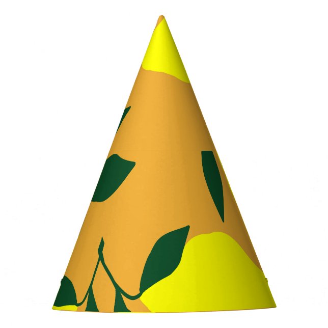 Gorro De Fiesta Patrón limón simple, fondo naranja. (Anverso)