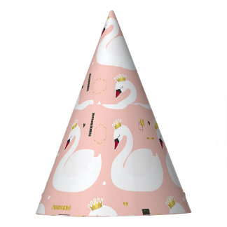 Gorro De Fiesta Patrón sin foco con cisnes blancos.