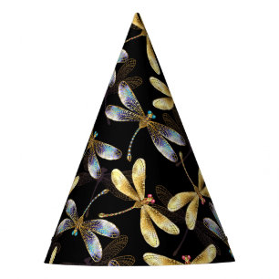 Gorro De Fiesta Patrón sin foco con Dragonflies dorados