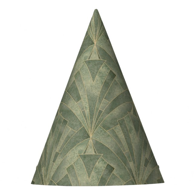 Gorro De Fiesta Patrón verde esmeralda y oro Art Deco (Anverso)