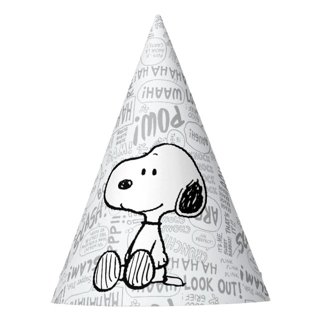 Gorro De Fiesta PEANUTS | Snoopy on Black White Comics (Anverso)
