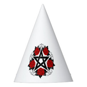 Gorro De Fiesta Pentagram con rosas rojas