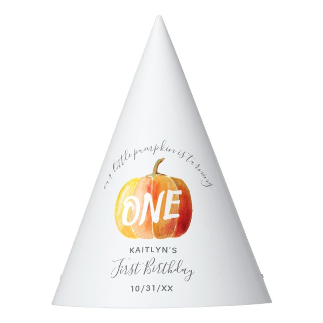 Gorro De Fiesta Pequeña Calabaza Primer Cumpleaños (Anverso)