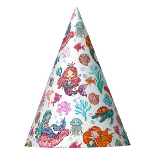 Gorro De Fiesta pequeña sirena, chica, Fiesta de Personalizado inf