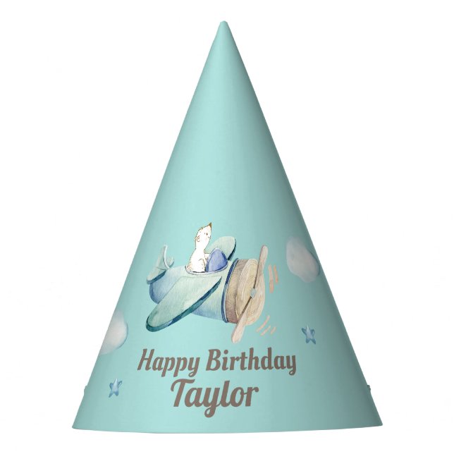 Gorro De Fiesta Pequeño chico tema de aviación feliz cumpleaños co (Anverso)