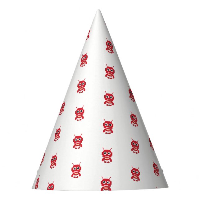 Gorro De Fiesta Pequeño robot retro rojo (Anverso)