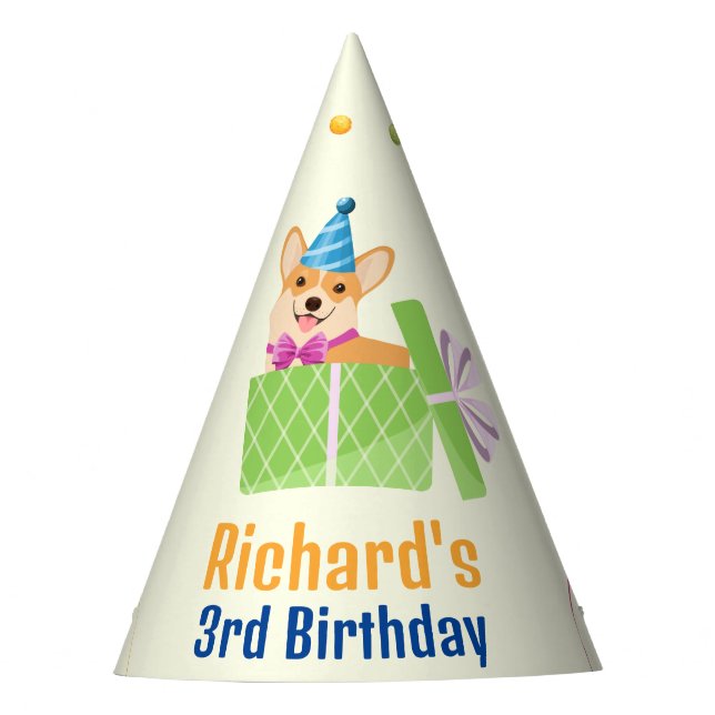 Gorro De Fiesta Perro lindo cachorro fiesta de cumpleaños de un ni (Anverso)