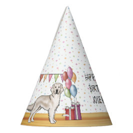 Gorro De Fiesta Perro Retriever Dorado Crema Cumpleaños Feliz Colo