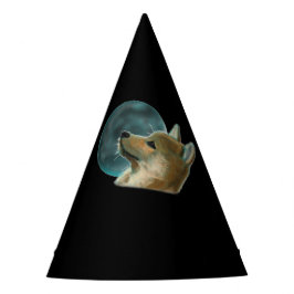 Gorro De Fiesta Perro Shibu Inu Mirando A La Luna