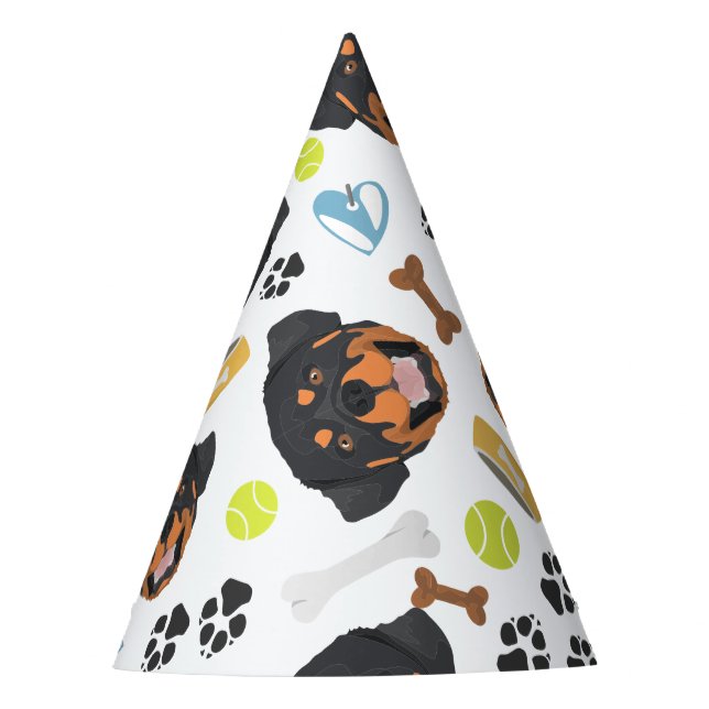 Gorro De Fiesta Perro sonriente Rottweiler (Anverso)