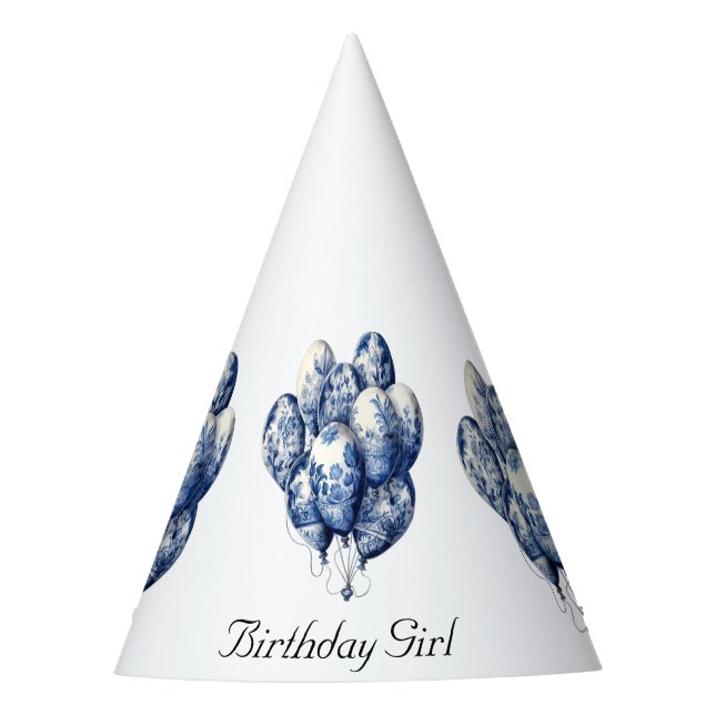 Gorro De Fiesta Personalizable Delft Blue Balloons (Anverso)