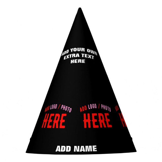 GORRO DE FIESTA PERSONALIZABLE MODERNO ESTILO NEGRO VERIFICADO MAR (Anverso)