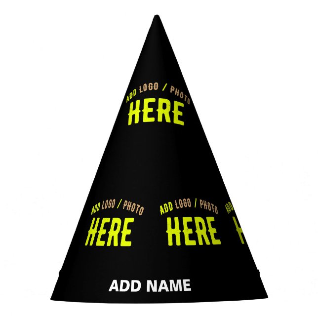 GORRO DE FIESTA PERSONALIZABLE MODERNO ESTILO NEGRO VERIFICADO MAR (Anverso)
