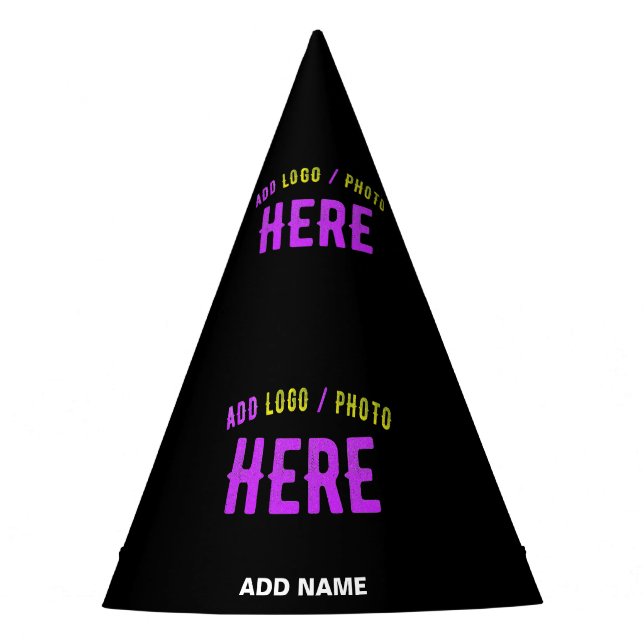 GORRO DE FIESTA PERSONALIZABLE MODERNO ESTILO NEGRO VERIFICADO MAR (Anverso)