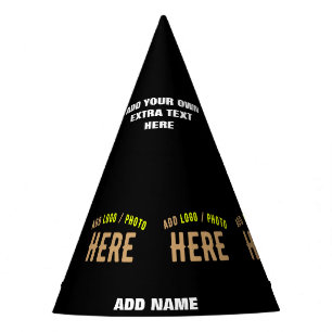 GORRO DE FIESTA PERSONALIZABLE MODERNO ESTILO NEGRO VERIFICADO MAR