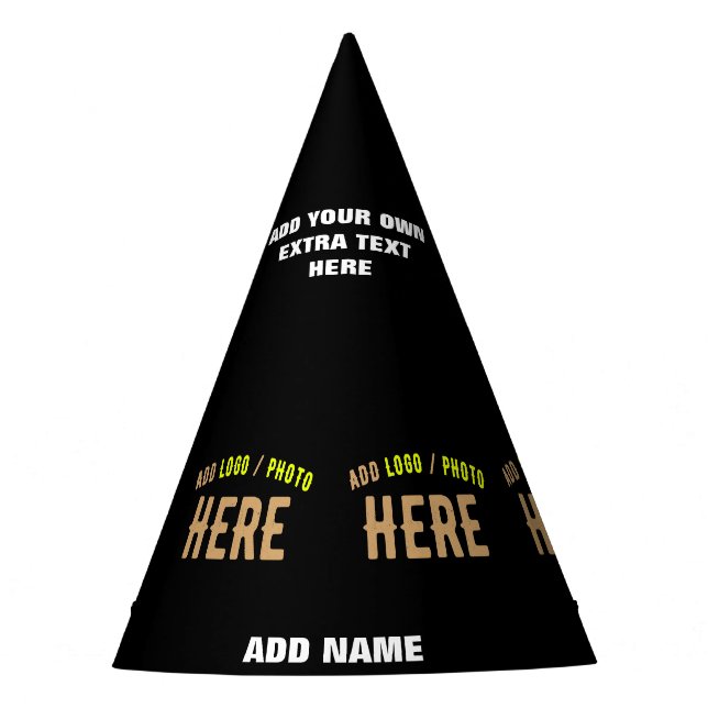 GORRO DE FIESTA PERSONALIZABLE MODERNO ESTILO NEGRO VERIFICADO MAR (Anverso)