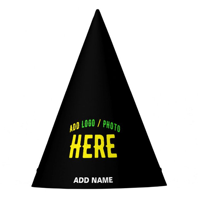 GORRO DE FIESTA PERSONALIZABLE MODERNO ESTILO NEGRO VERIFICADO MAR (Anverso)