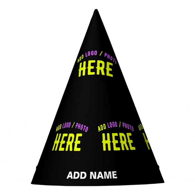 GORRO DE FIESTA PERSONALIZABLE MODERNO ESTILO NEGRO VERIFICADO MAR (Anverso)