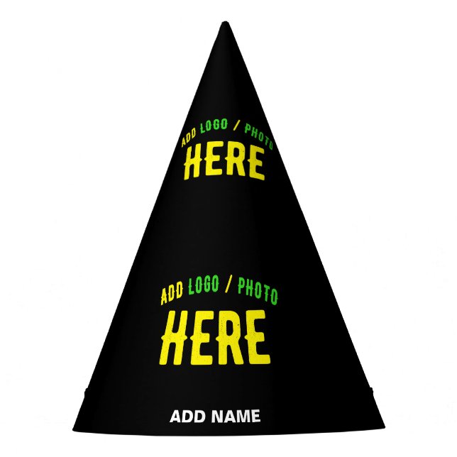GORRO DE FIESTA PERSONALIZABLE MODERNO ESTILO NEGRO VERIFICADO MAR (Anverso)