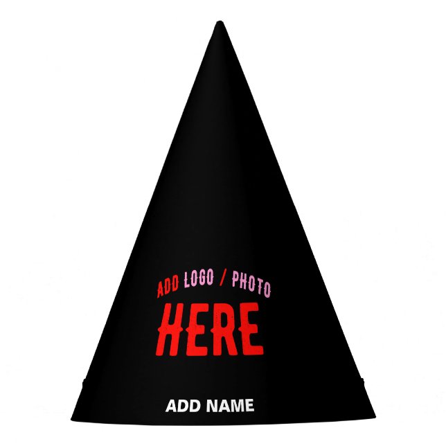 GORRO DE FIESTA PERSONALIZABLE MODERNO ESTILO NEGRO VERIFICADO MAR (Anverso)
