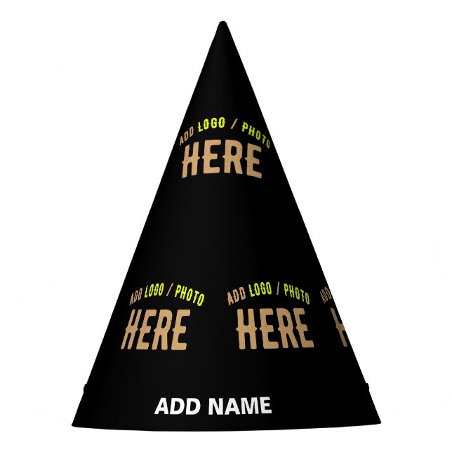 GORRO DE FIESTA PERSONALIZABLE MODERNO ESTILO NEGRO VERIFICADO MAR (Anverso)